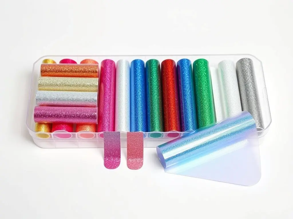 Assorted multi-color nail glitter transfer foils kit for diverse nail art designs USA