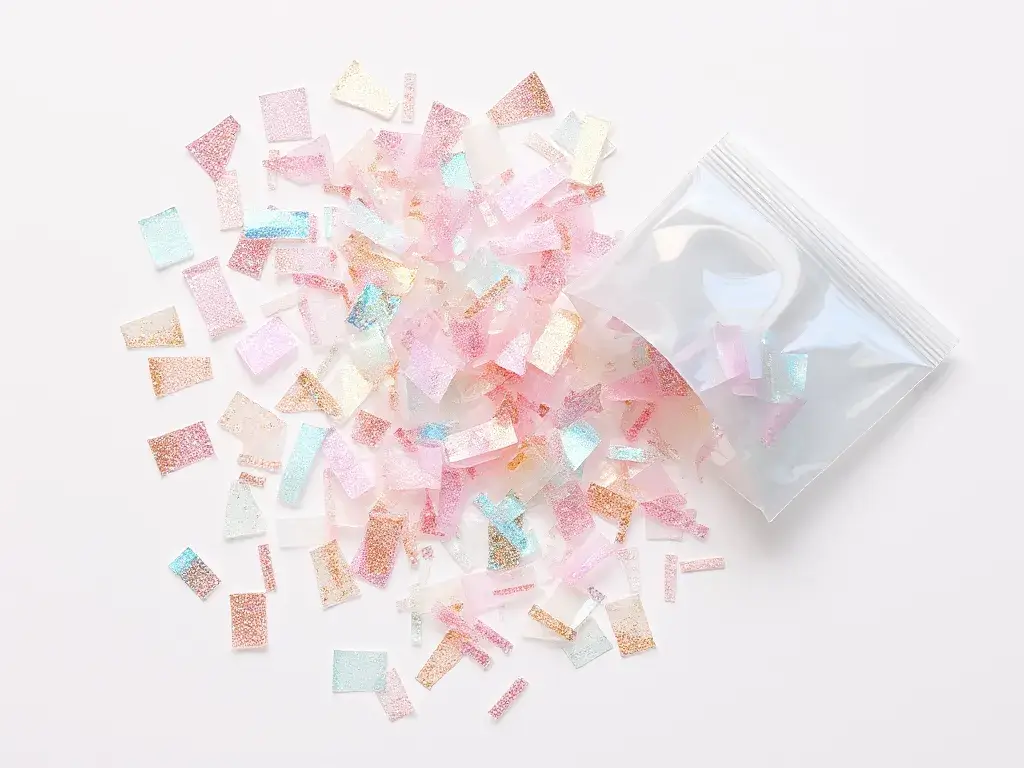 Transparent multicolor glitter paper shreds for unique nail art designs USA