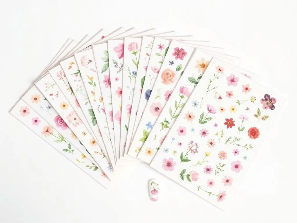 Assorted floral nail art stickers for spring manicures and DIY designs in USA