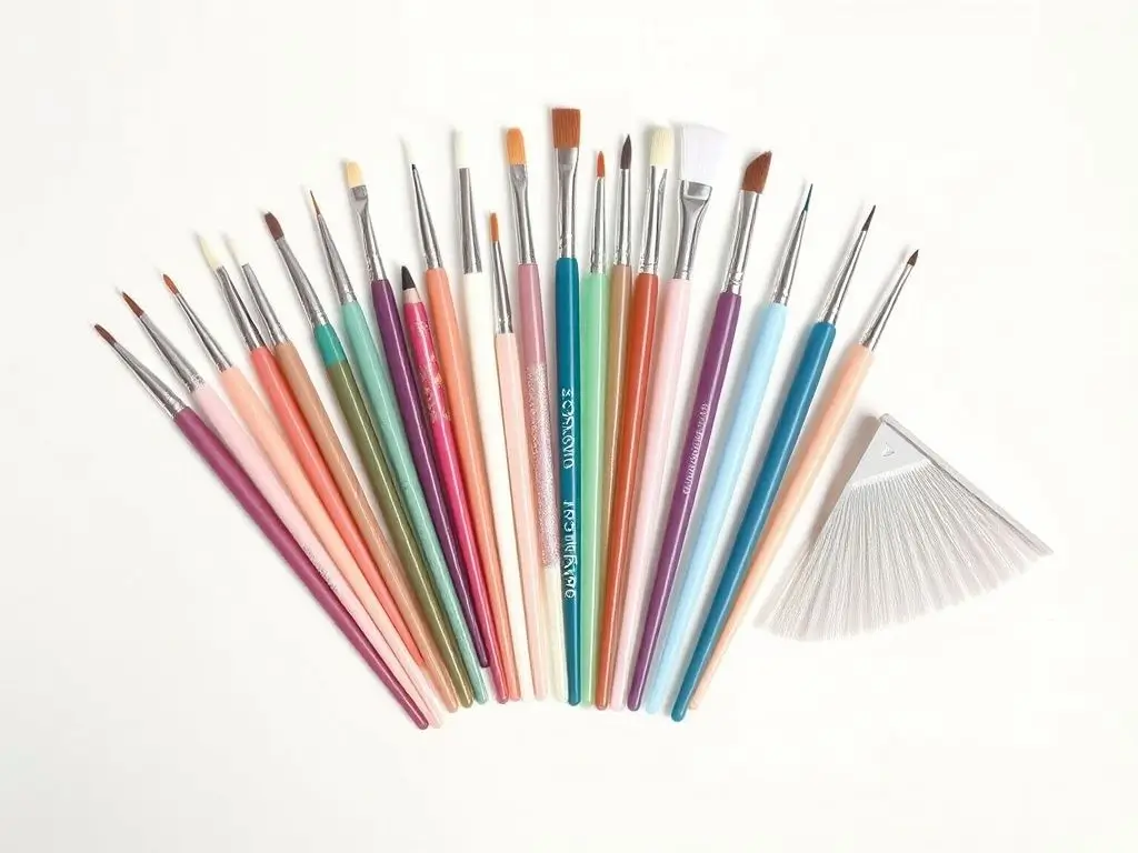 Colorful set of professional nail art brushes for detailed designs in USA