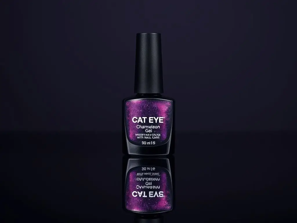 Spilled shimmering silver glitter nail polish bottle on a dark surface